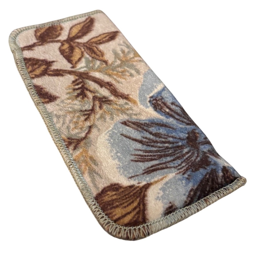 Vintage | Velour | Floral Botanical Soft‎ Eyeglass Case | Sleeve | Blue Brown